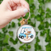 Aangepaste winkelwagentjes monogram naam sleutelhanger (Hand)