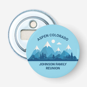 Aangepaste Winter Familie Reünie Party Snowy Mount Button Flesopener