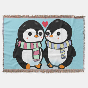 Aangepaste Winter Pinguïn Liefde Deken