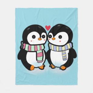 Aangepaste Winter Pinguïn Liefde Fleece Deken