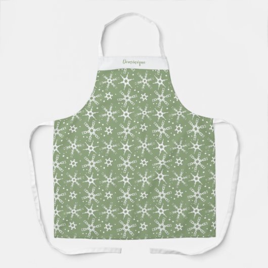 Aangepaste Winter Snowflake All-Over Print Schort (Voorkant)