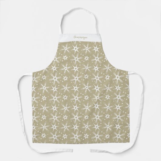 Aangepaste Winter Snowflake All-Over Print Schort (Voorkant)