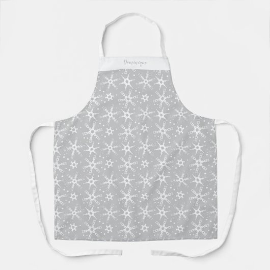 Aangepaste Winter Snowflake All-Over Print Schort (Voorkant)