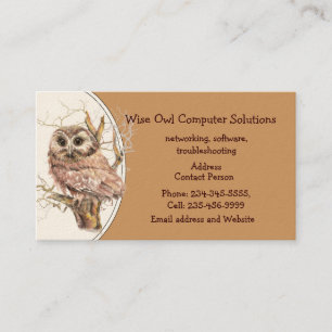 Aangepaste Wise Owl Computer Solutions Visitekaart Visitekaartje