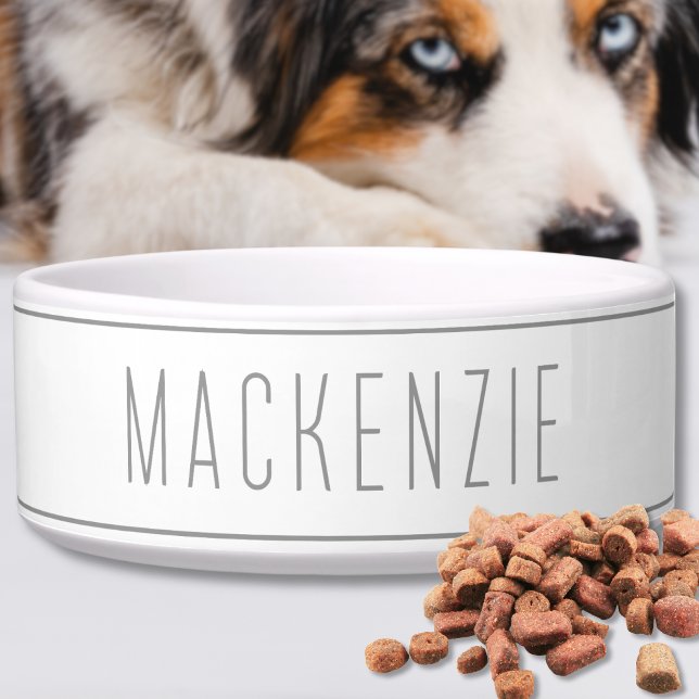 Aangepaste Wit Grijs Naam Pet Voerbakje (Custom White Gray Name Pet Bowl)