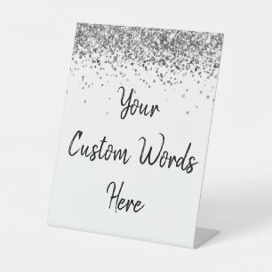 Aangepaste Wit Zwart Zilveren Verjaardagsfeest Jou Reclamebord Met Voetstuk