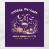 Aangepaste Witchy Wine Label – Salem Halloween Tri Wijn Etiket (Enkel label)