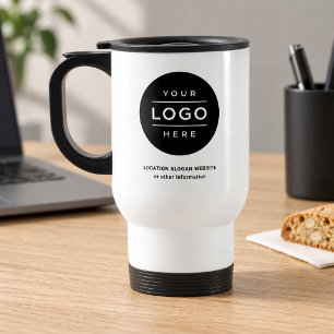Aangepaste witte bedrijfsnaam en logo reisbeker