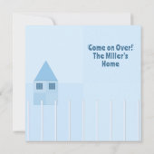 Aangepaste Witte & Blauwe Omheinde Home Housewarmi Aankondiging (Achterkant)