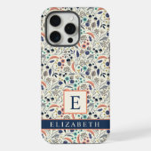 Aangepaste witte bloemige blauwe perzik bloemen iPhone hoesje (Achterkant)