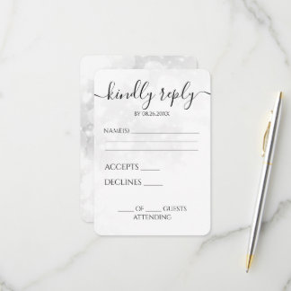 Aangepaste witte Bokeh-huwelijk RSVP Kaartje