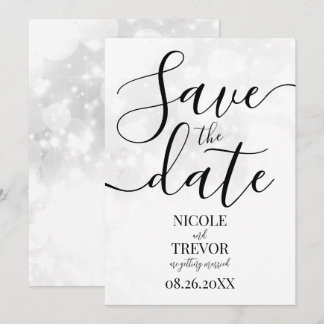 Aangepaste witte Bokeh-huwelijk Save The Date