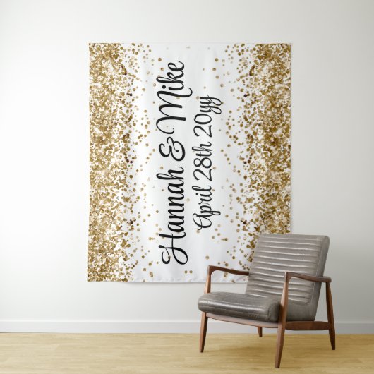 Aangepaste witte bruiloft achtergrond foto booth P Wandkleed (In situ)