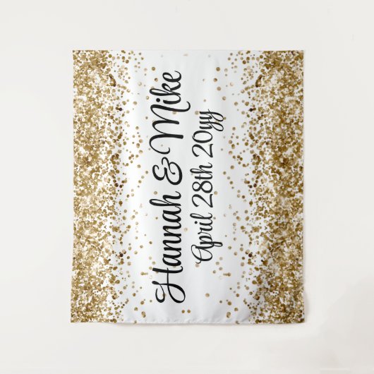 Aangepaste witte bruiloft achtergrond foto booth P Wandkleed (Voorkant)