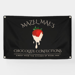 Aangepaste witte chocolade bedekte aardbeienbanner spandoek