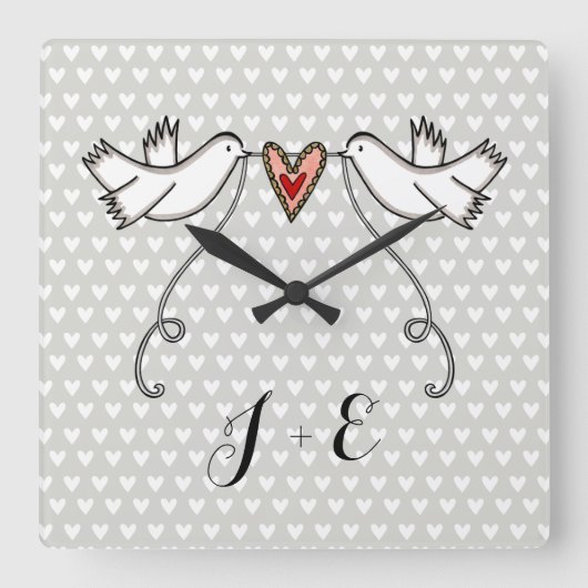 Aangepaste witte doven bruiloft Gift Acrylsqua Vierkante Klok (Voorkant)