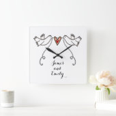 Aangepaste witte doven bruiloft Gift Acrylsqua Vierkante Klok (Huis)