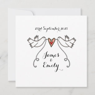 Aangepaste Witte Doves Love Heart Weddenschap Kaart