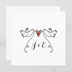 Aangepaste Witte Doves Love Heart Weddenschap Kaart