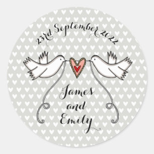 Aangepaste witte doves weddenschap ronde sticker