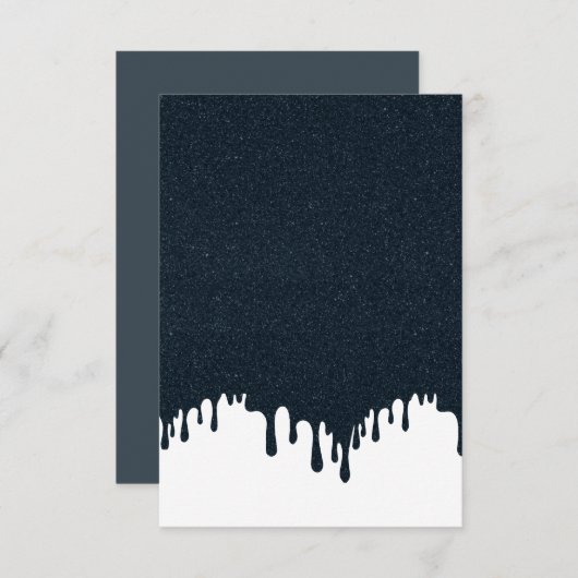 Aangepaste witte druppel RSVP-kaart – houtskooltex RSVP Kaartje (Voorkant / Achterkant)