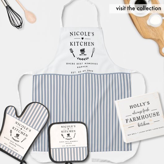 Aangepaste, Witte en Blauwe Strepen, Boerderij Keu Schort