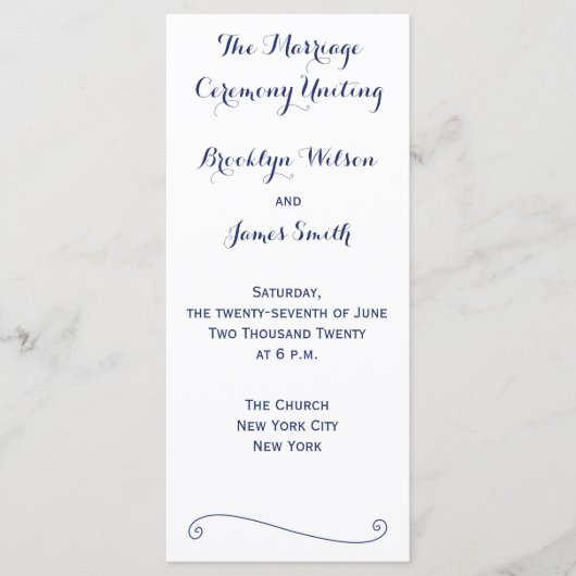 Aangepaste witte en blauwe trouwprogramma's rekkaa programma (Voorkant)