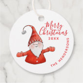 Aangepaste Witte en Rode Schattigee Gnoom Vrolijk Bedankjes Labels (Achterkant)