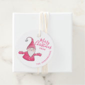 Aangepaste Witte en Roze Schattigee Gnome Vrolijk  Bedankjes Labels (In situ)