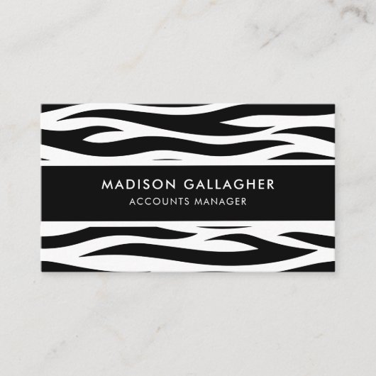 Aangepaste witte en zwarte zebra patroon Professio Visitekaartje (Voorkant)