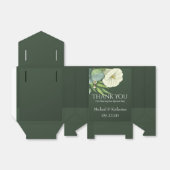 Aangepaste witte flora en smaragdgroen dank u bedankdoosjes (Uitgevouwen)