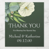 Aangepaste witte flora en smaragdgroen dank u wijn etiket (Enkel label)