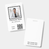 aangepaste witte foto werknemer badge ID qr code (Front & Back)