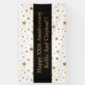 Aangepaste witte / gouden sterren met bericht Jubi Spandoek (Verticaal)