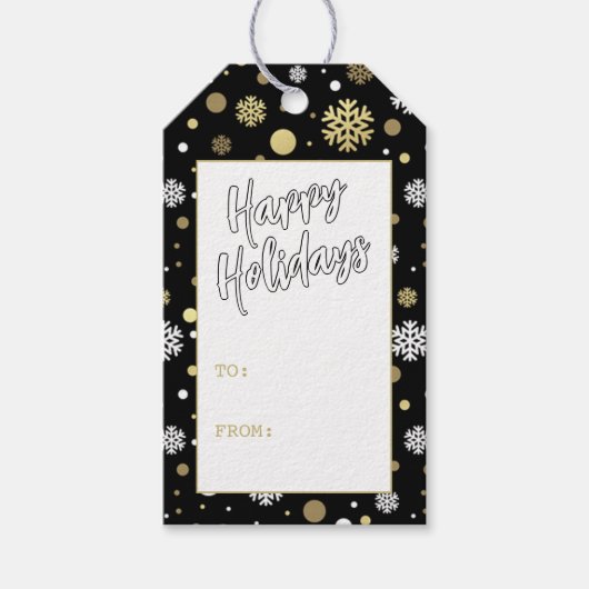Aangepaste witte goudvlekken op zwarte vlekken cadeaulabel (Voorkant)