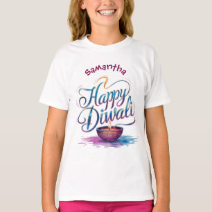 Aangepaste witte Happy Diwali T-shirt