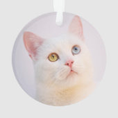 Aangepaste witte kat foto gepersonaliseerd ornament (achterkant)