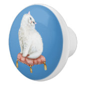 Aangepaste  witte kat op Pillow Keramische Knop (Rechts)