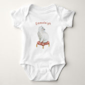 Aangepaste  witte kat op Pillow Romper (Voorkant)