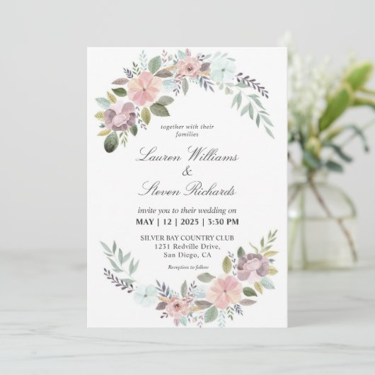 Aangepaste Witte Lichte Roze Zachte Blauwe Romanti Kaart (Staand voorkant)