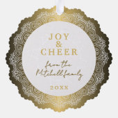 Aangepaste witte Mandala krans op Faux Gold Ornament Kaart (Achterkant)