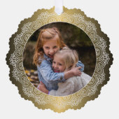 Aangepaste witte Mandala krans op Faux Gold Ornament Kaart (Voorkant)