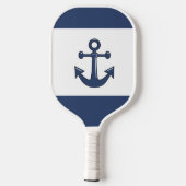 Aangepaste witte marineblauwe ankergepersonaliseer pickleball paddle (Achterkant)