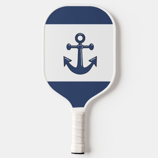Aangepaste witte marineblauwe ankergepersonaliseer pickleball paddle (Achterkant)
