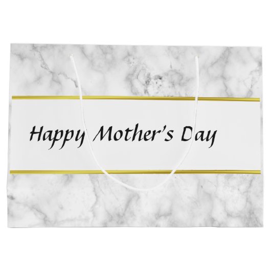 Aangepaste witte marmer Blij Moederdag Groot Cadeauzakje (Achterkant)
