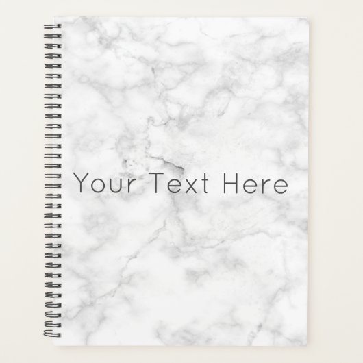Aangepaste witte marmerplanner - zwart planner (Voorkant)
