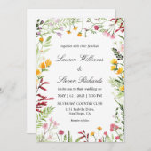 Aangepaste Witte Multicolor Meadow Flowers Wedding Kaart (Voorkant / Achterkant)