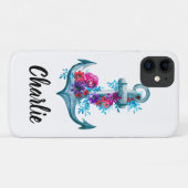 Aangepaste Witte Nautische Bloemen Waterverf Anker Case-Mate iPhone Case (Achterkant (horizontaal))