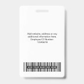 Aangepaste witte personeelsfoto, streepjescode, lo badge (Achterkant)
