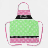 Aangepaste witte pokadots op neon roze zwart schort (Voorkant)